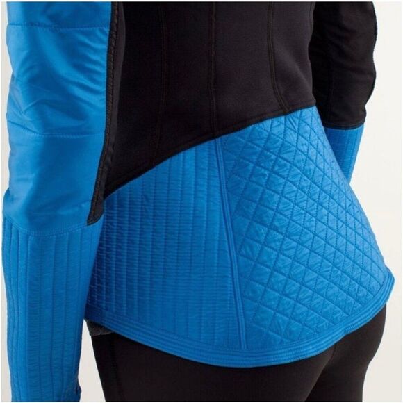 Lululemon Run Bundle Up Jacket in Black & Beaming Blue W/ Hood Size 6 - Picture 11 of 16